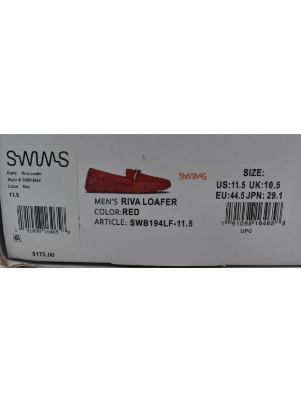 SWIMS Mens Size 11.5 Riva Red‎ Slip On Water-Resistant Loafers Shoes